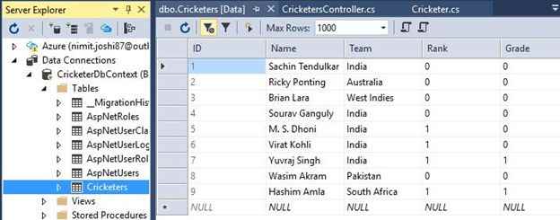 Database on Server Explorer